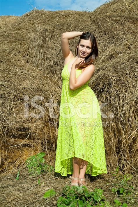 Young Beautiful Woman On Hay Stock Photo | Royalty-Free | FreeImages