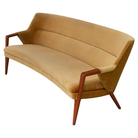 Green velvet 50's 'banana' sofa For Sale at 1stDibs | 50s couches