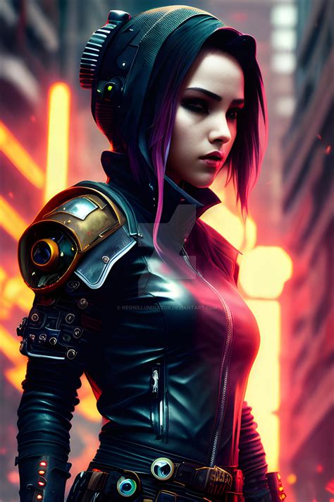 Cybergirl - in - vibrant - street by NeonIlluminator on DeviantArt