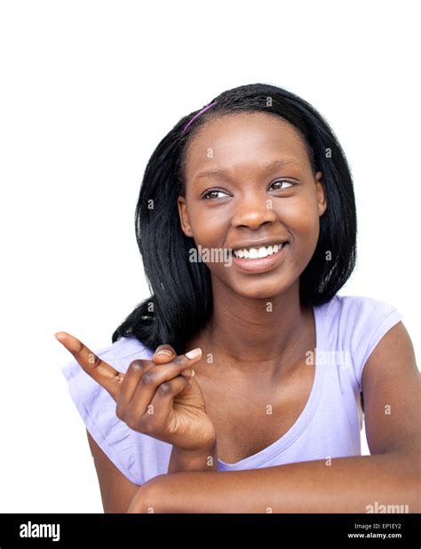 beautiful woman pointing glowing  res stock photography  images