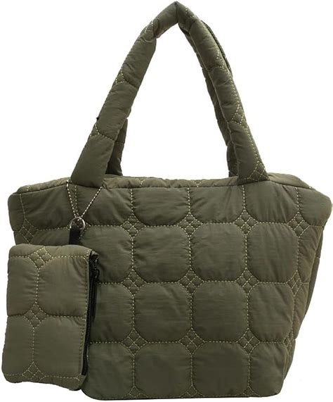 Municipal Puffer Tote Bag for Women Quilted Bag with Small Pouch Tote