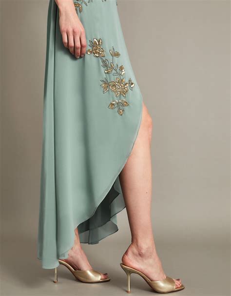 Sarah Embellished Wrap Dress Green | Evening Dresses | Monsoon UK.