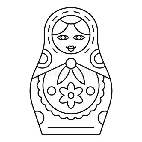 Russian Matryoshka Icon Set, Outline Style Stock Vector - Illustration ...