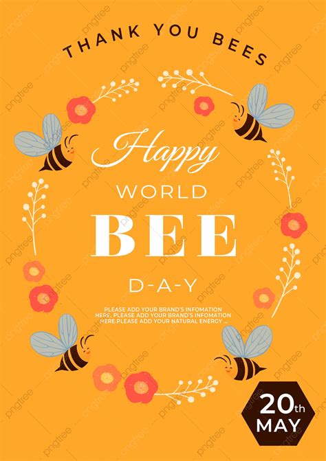 Yellow Wreath World Bee Day Propaganda Poster Template Download on Pngtree