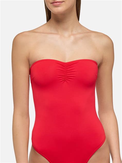 Soleil red strapless one-piece swimsuit – MC2 Saint Barth