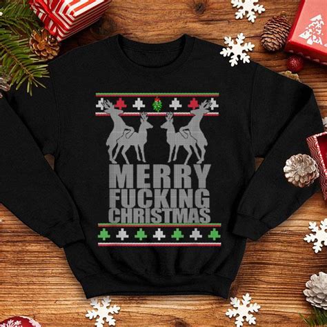 official merry fucking christmas reindeer hump ugly xmas sweater