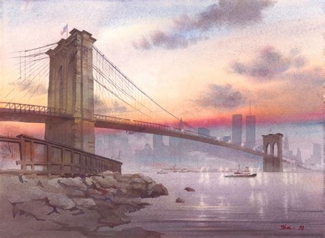 Brooklyn Bridge Watercolor at PaintingValley.com | Explore collection ...