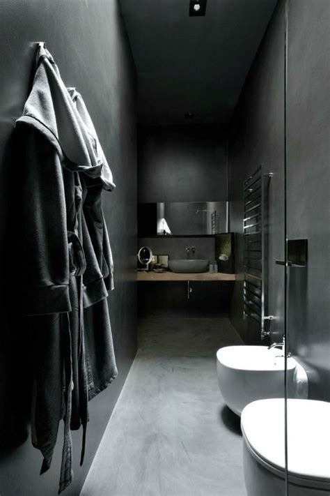 Donkere badkamers (Eenig Wonen) | Minimalist bathroom, Concrete ...