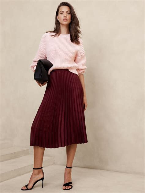 silky pleated midi skirt banana republic factory skirt fashion