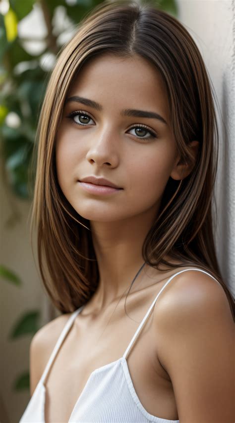A close up of a young woman with a white top and a necklace - SeaArt AI