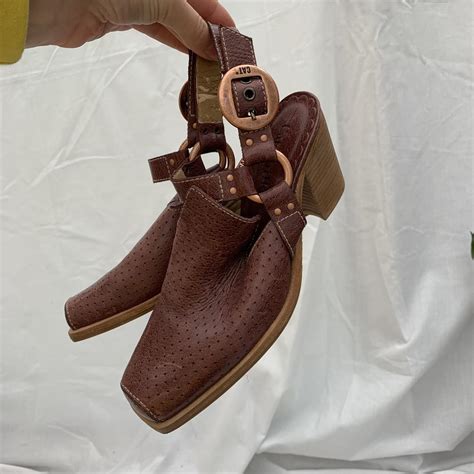vintage brown leather cat caterpillar sample sandals depop