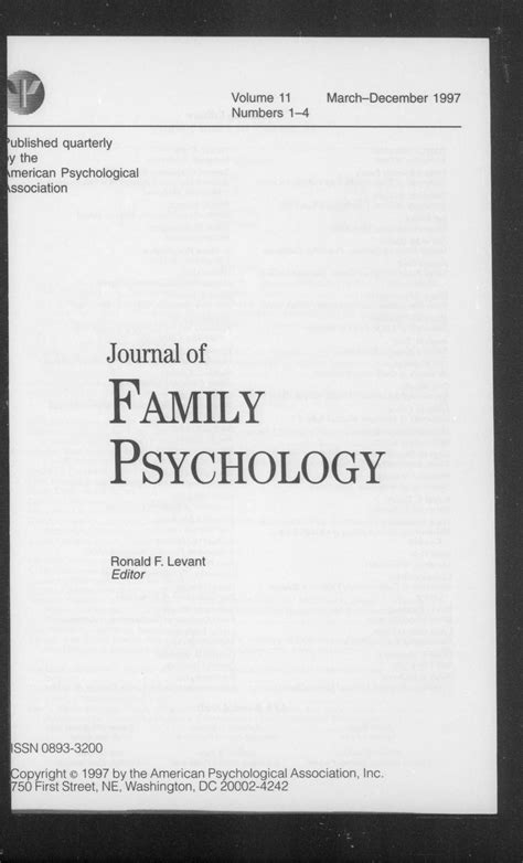 Journal of Family Psychology 1997: Vol 11 Index : Free Download, Borrow, and Streaming ...