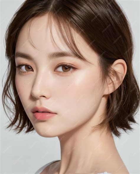 Premium AI Image | A woman with short brown hair and a short bob with a