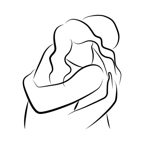 Premium Vector | Hugging Lovers in Linear Style