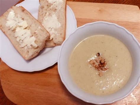 simple creamy celery soup  parmesan cheese  walnuts