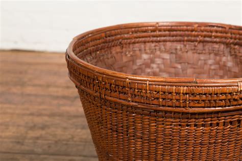 hand woven rattan  bamboo thai  century grain basket