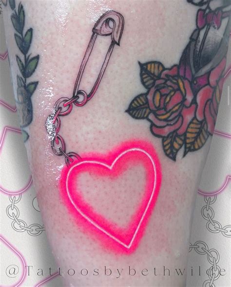 NEON HEART SAFTEY PIN @tattoosbybethwilde in 2024 | Wicked tattoos ...