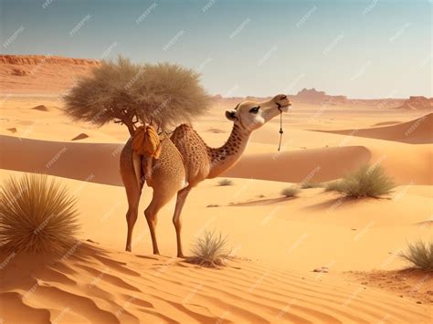 Premium AI Image | Camel in the Sahara desert