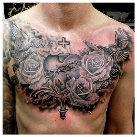 Full Chest Tattoos For Men With Roses