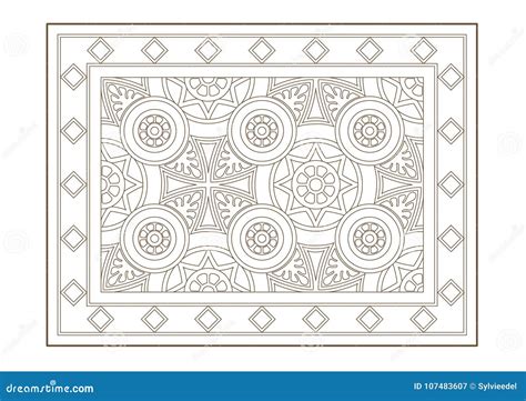 Drawing of a Carpet with a Cylindrical Pattern Stock Vector ...