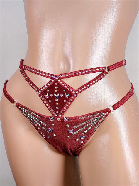 Lingerie Handmade Panties Unique Lingerie Stripes Rhinestone - Etsy