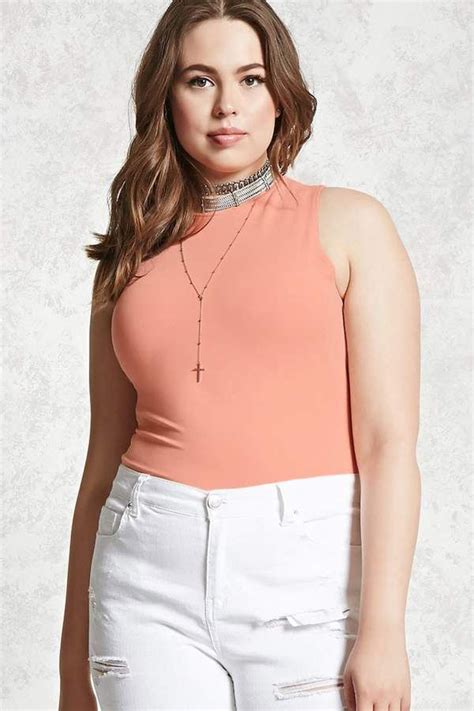 Forever 21 Plus Size High Neck Bodysuit | Curvy outfits, Tank top ...