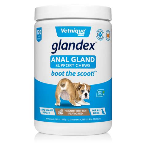Glandex Peanut Butter Anal Gland Support for Dogs, 30 Soft Chews