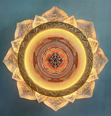 Meditation Art - The Lotus Sri Yantra with red color...
