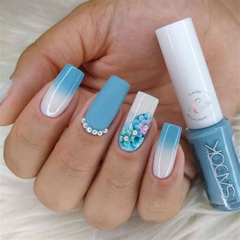 Unhas Delicadas Azul - 19 Unhas decoradas delicadas em azul