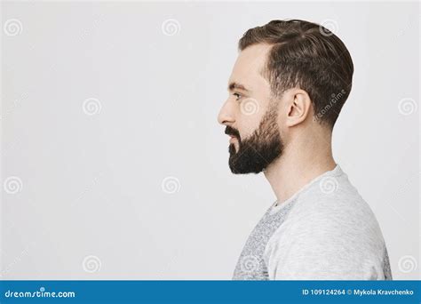 Profile Portrait of Handsome Bearded Adult European Man with Trendy ...