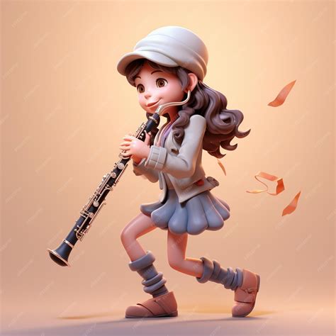 Premium AI Image | Cartoon clarinet3D