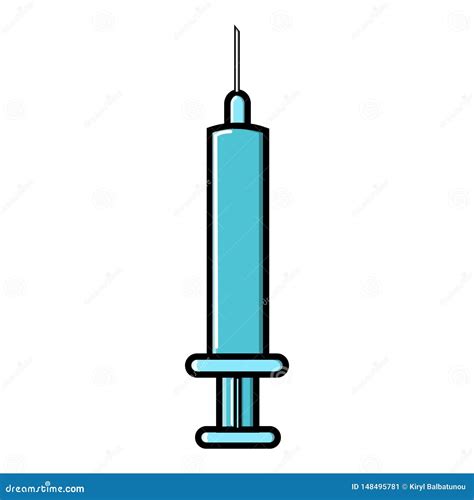 Medical Plastic Disposable Syringe with Needle for Pricks, Icon on a