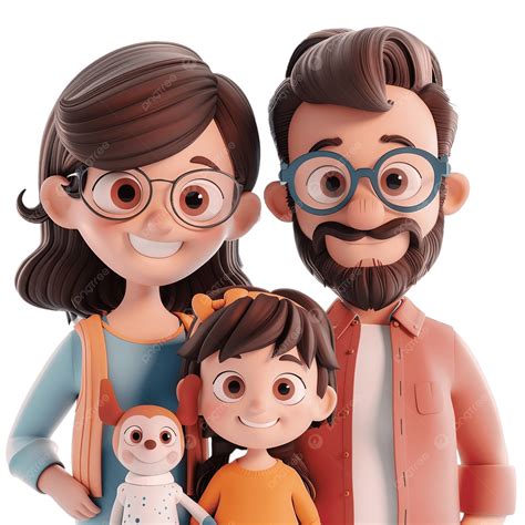 3d Cartoon Family Portrait, Family Portrait, Cartoon, Cartoon Family