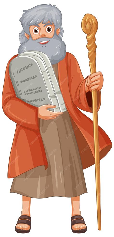 Персонаж мультфильма моисей, держащий десять заповедей | Бесплатно векторы