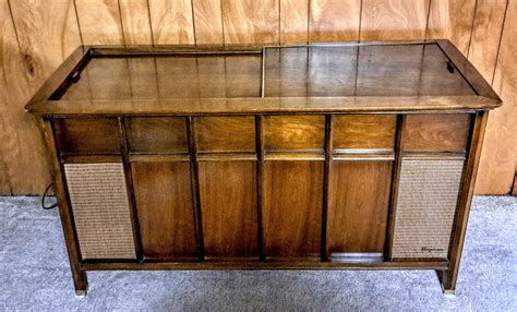 mid century vintage magnavox record changer stereo console  stdibs