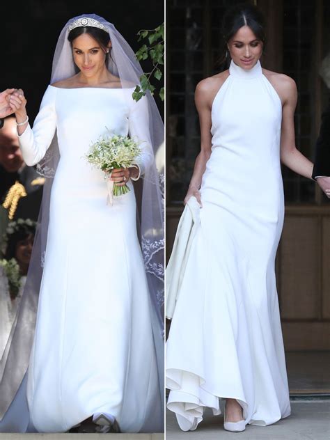 Day to night comparing meghan markle s first and second wedding dresses