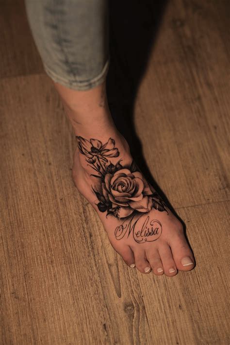 Rose Tattoo For Foot