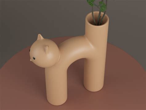 Vase Meow with Flower and Coffee Table 3D model | CGTrader