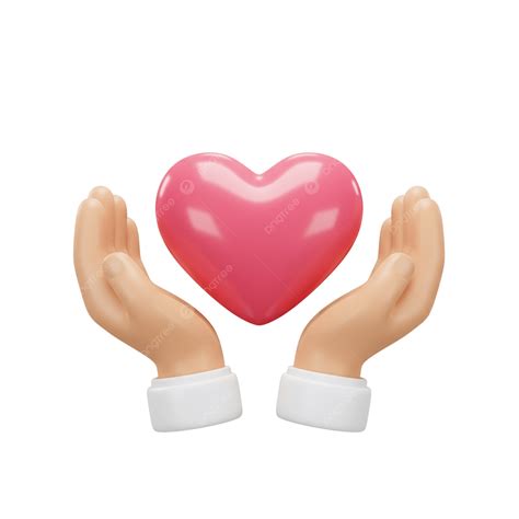 Hands Holding Pink Heart, Hands Holding Heart, Pink Heart, 3d
