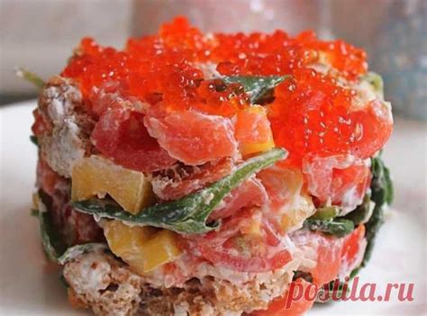 Шикарный салат с красной рыбой и сухариками к праздничному столу ...