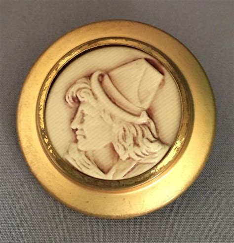RARE Antique Large French Ivory Cameo Celluloid Button 1-1/3” | #1975564189