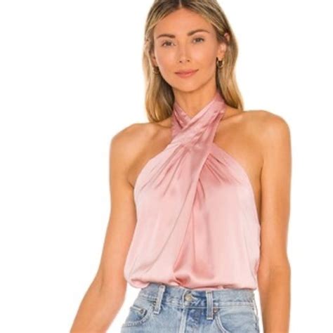 superdown tops superdown amerie revolve halter top pink satin