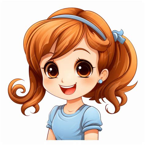 Una niña de dibujos animados con cabello castaño y camisa azul | Foto