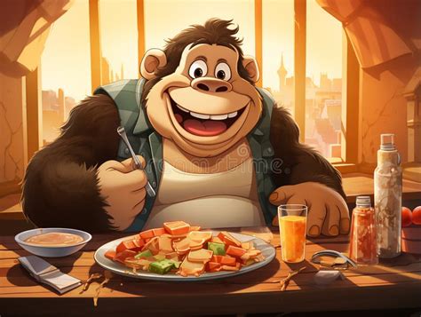 fat monkey cartoon  fat monkey stock vectors  vector art