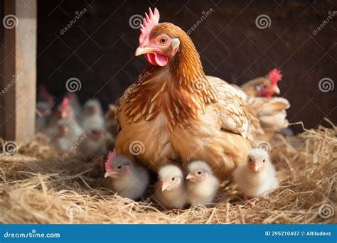 A Hen Keeping Her Chicks Under Her Wings Stock Image - Image of animals ...