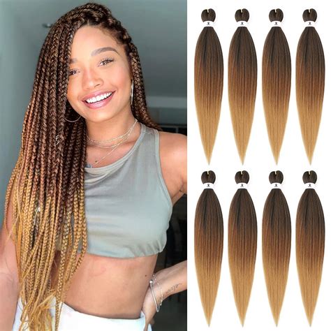 Pre Stretched Braiding Hair 26 Inch Ombre Braiding Hair 8 Packs Ombre Kanekalon Braiding Hair ...