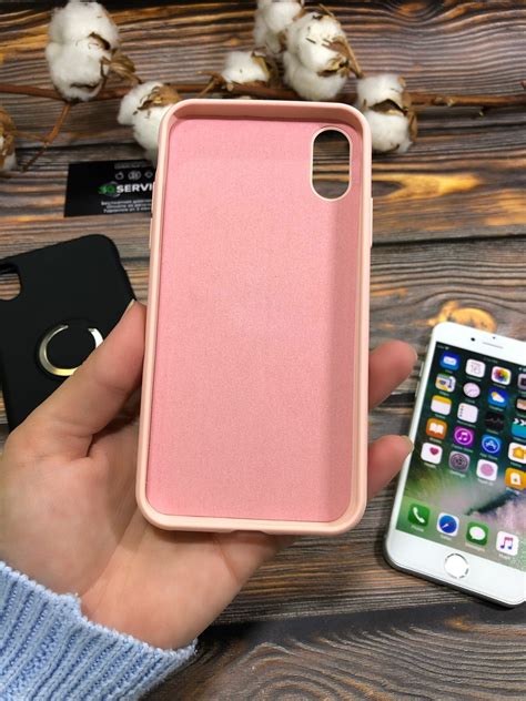 Купить Чехол iPhone X, XS Silicone Case с кольцом (розовый) в магазине ...