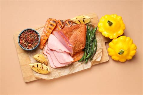 Premium Photo | Concept of tasty food meat ham top view