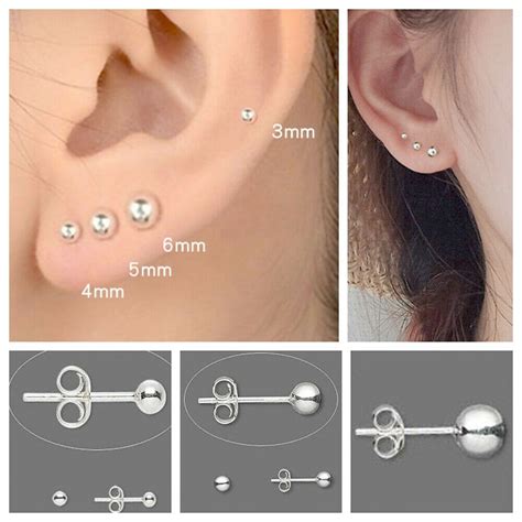 Ball Stud Earrings Sterling Silver Earrings Simple Earrings Bridesmaid ...