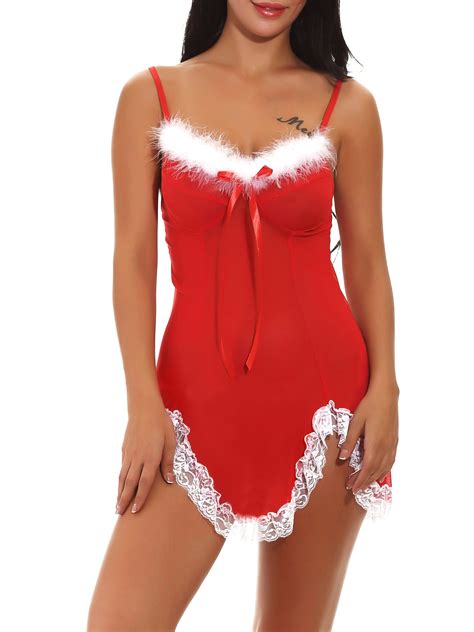 VSNOW Women Lace Christmas Lingerie Sexy Babydoll G-string Underwear